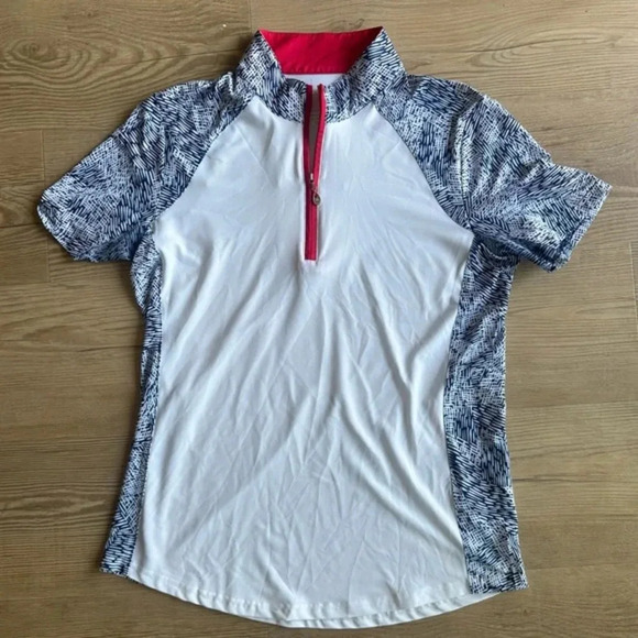 SanSoleil Tops - SanSoleil Women's SolCool Short Sleeve Mock Neck UPF golf Shirt Size Medium